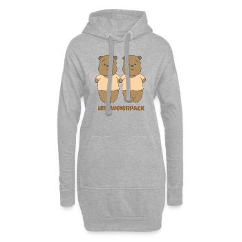 En paquet de deux - Sweat-shirt à capuche long Femme - gris chiné - Devant