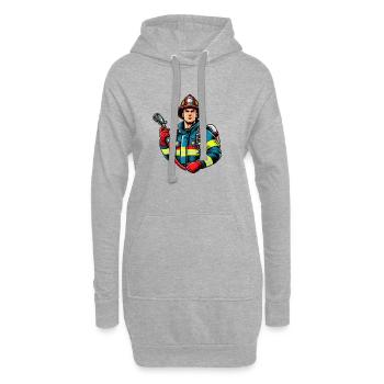 Pompier - Sweat-shirt à capuche long Femme - gris chiné - Devant