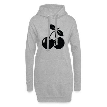 Cerises - Sweat-shirt à capuche long Femme - gris chiné - Devant