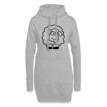 Schaf Guckt Doof Süß Niedlich Neugierig Cartoon - Hoodie-Kleid - Grau meliert - Vorne