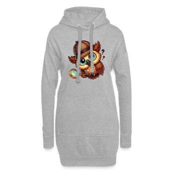 Detektiv-Eule - Hoodie-Kleid - Grau meliert - Vorne