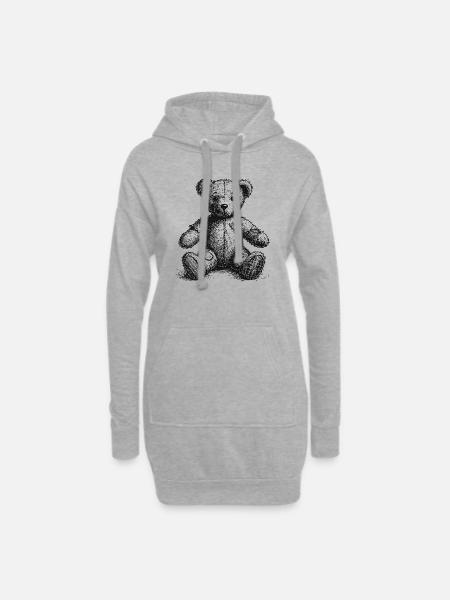 Teddybär - Hoodie-Kleid - Grau meliert