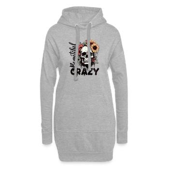 Beautiful Crazy Skull - Hoodie-Kleid - Grau meliert - Vorne