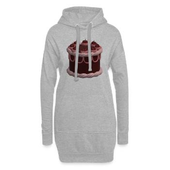 Gâteau vintage aux cerises 3D - Sweat-shirt à capuche long Femme - gris chiné - Devant