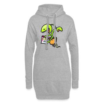 kawaii fleischfressende Pflanze mit Snack - Hoodie-Kleid - Grau meliert - Vorne