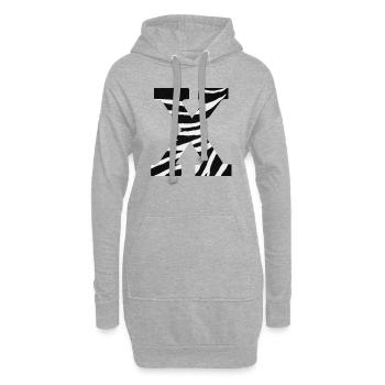 Lettre x zèbre - Sweat-shirt à capuche long Femme - gris chiné - Devant