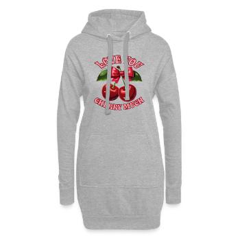 Je t’aime beaucoup Cerise - Sweat-shirt à capuche long Femme - gris chiné - Devant