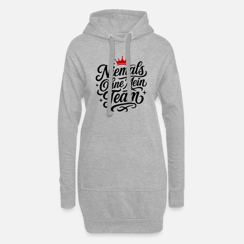 Mein Team Spruch - Hoodie-Kleid - Grau meliert