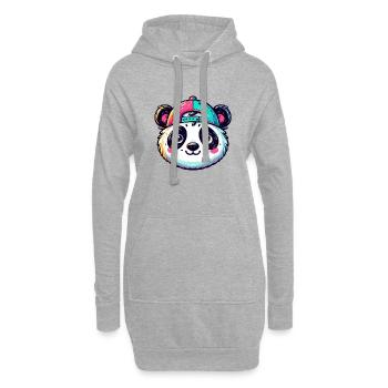 Tête de petit Panda avec casquette - Sweat-shirt à capuche long Femme - gris chiné - Devant