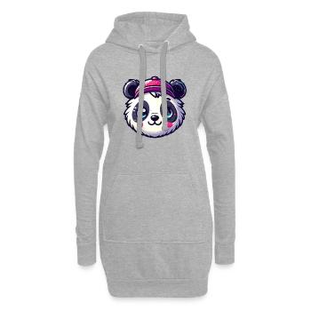 Tête de Panda a casquette - Sweat-shirt à capuche long Femme - gris chiné - Devant