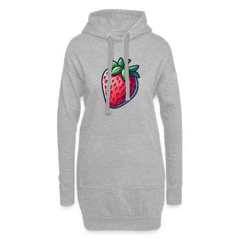 Erdbeer-Frucht - Hoodie-Kleid - Grau meliert - Vorne