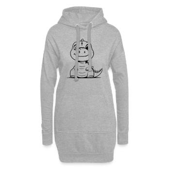 Dino potelé comme illustration vectorielle - Sweat-shirt à capuche long Femme - gris chiné - Devant
