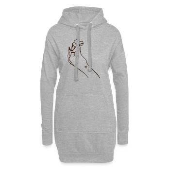 Hand mit Blüte - Hoodie-Kleid - Grau meliert - Vorne