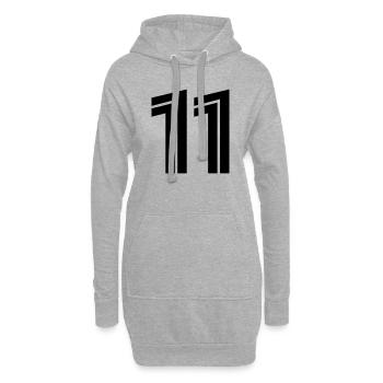 11 - Sweat-shirt à capuche long Femme - gris chiné - Devant