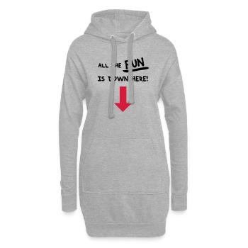 Der ganze Spaß ist hier unten! - Hoodie-Kleid - Grau meliert - Vorne