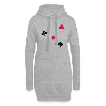 cartes à jouer - Sweat-shirt à capuche long Femme - gris chiné - Devant