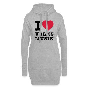 J'aime Folk Music 2 - Sweat-shirt à capuche long Femme - gris chiné - Devant