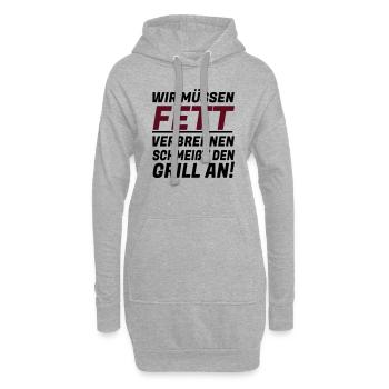 WIR MÜSSEN FETT VERBRENNEN - Hoodie-Kleid - Grau meliert - Vorne