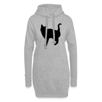 Vektor Katze Silhouette - Hoodie-Kleid - Grau meliert - Vorne