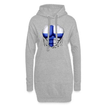 Finnland Flagge Gerippt Muskeln - Hoodie-Kleid - Grau meliert - Vorne