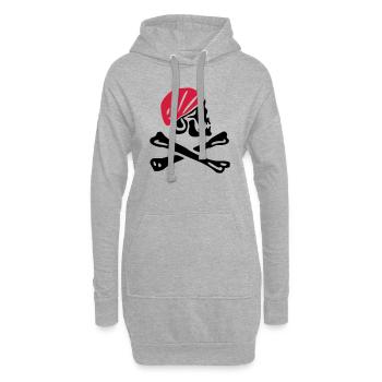 Piratentotenkopf mit rotem Kopftuch - Hoodie-Kleid - Grau meliert - Vorne