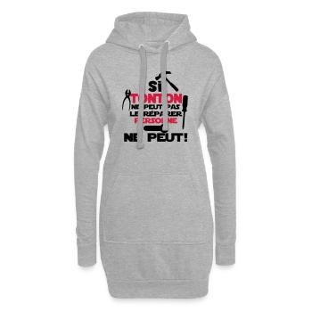 si tonton - Sweat-shirt à capuche long Femme - gris chiné - Devant
