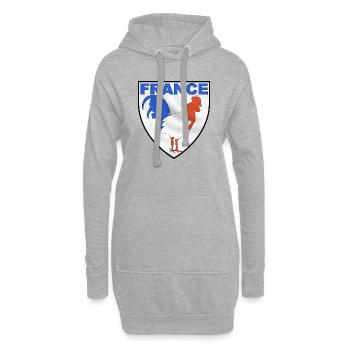 coq_france_design_01 - Sweat-shirt à capuche long Femme - gris chiné - Devant
