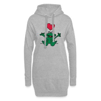 heart_frog_1220113c_b - Hoodie-Kleid - Grau meliert - Vorne