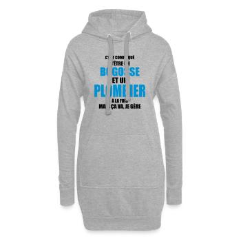 c'est compliqué d'être un bogosse et un plombier - Sweat-shirt à capuche long Femme - gris chiné - Devant