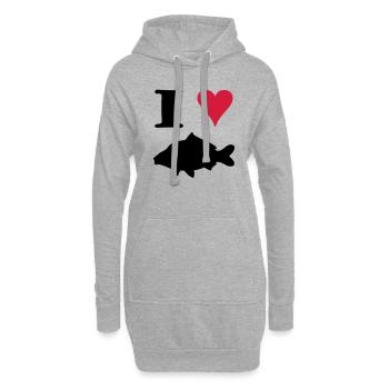 I Love Carp ! - Sweat-shirt à capuche long Femme - gris chiné - Devant