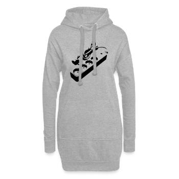 prise de courant - Sweat-shirt à capuche long Femme - gris chiné - Devant