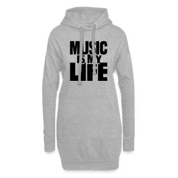 Music is my life - Sweat-shirt à capuche long Femme - gris chiné - Devant