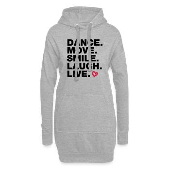 Danse. Déplacer. Sourire. Rire. Vivre. - Sweat-shirt à capuche long Femme - gris chiné - Devant