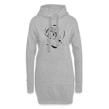 Art - lignes et taches de couleur - Sweat-shirt à capuche long Femme - gris chiné - Devant