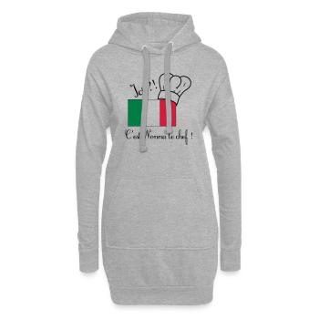 Ici ?! C'est Nonna le chef ! - Sweat-shirt à capuche long Femme - gris chiné - Devant