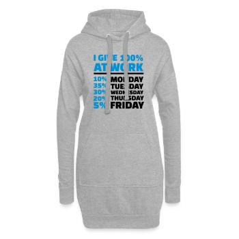 I give 100% at work - Hoodie-Kleid - Grau meliert - Vorne
