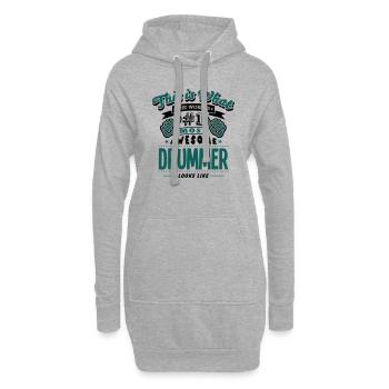 drummer world no1 most awesome copy - Hoodie Dress - heather grey - Front