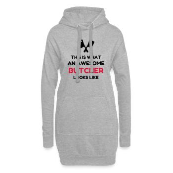 boucher / boucherie / charcutier / viande - Sweat-shirt à capuche long Femme - gris chiné - Devant