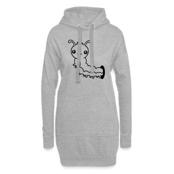 trou mur petit bébé enfant ver rampant escargot ca - Sweat-shirt à capuche long Femme - gris chiné - Devant
