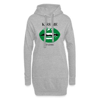 Embrasse-moi, je suis irlandais - Sweat-shirt à capuche long Femme - gris chiné - Devant