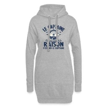 Le Capitaine A Toujours Raison C'est Moi Captain - Sweat-shirt à capuche long Femme - gris chiné - Devant
