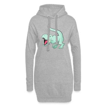 mignon mignon mignon vert t rex dinosaure - Sweat-shirt à capuche long Femme - gris chiné - Devant