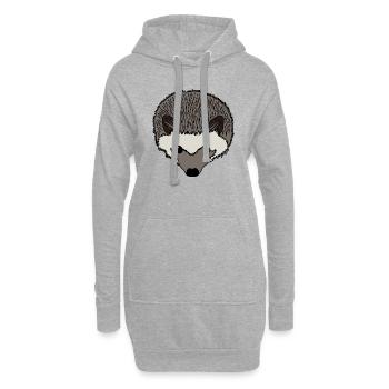 Igel Kopf - Hoodie-Kleid - Grau meliert - Vorne