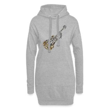 Guitare - Sweat-shirt à capuche long Femme - gris chiné - Devant