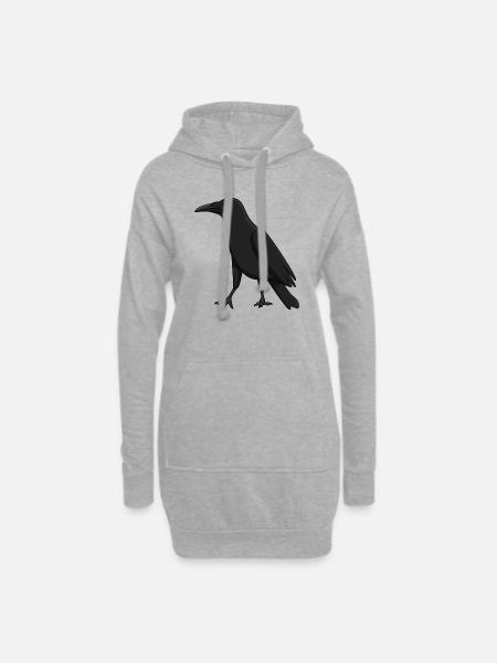 Krähe - Hoodie-Kleid - Grau meliert