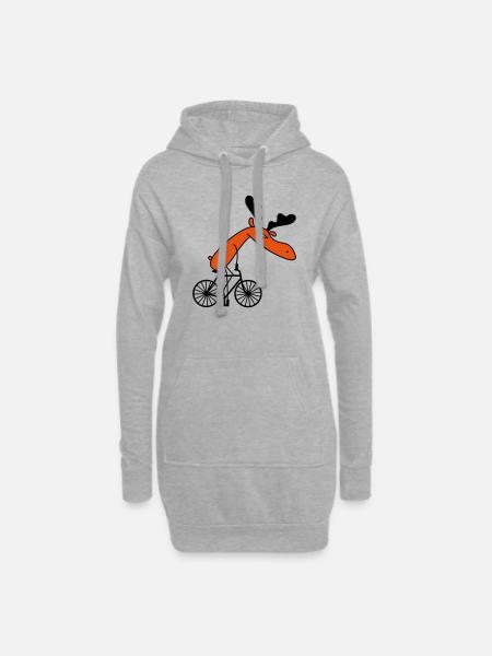 Fahrrad Elch (c) - Hoodie-Kleid - Grau meliert