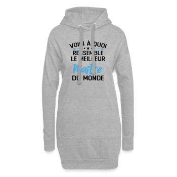 Voici À Quoi Ressemble Le Meilleur Maître Du Monde - Sweat-shirt à capuche long Femme - gris chiné - Devant
