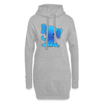 blauer Baby Elefant - Hoodie-Kleid - Grau meliert - Vorne