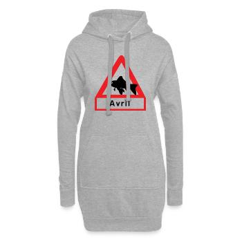 POISSON AVRIL - Sweat-shirt à capuche long Femme - gris chiné - Devant