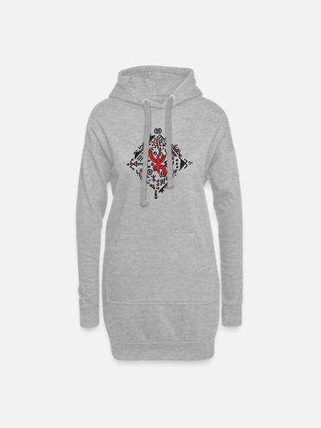 Berbermotiv Kabyle z Amazigh - Hoodie-Kleid - Grau meliert
